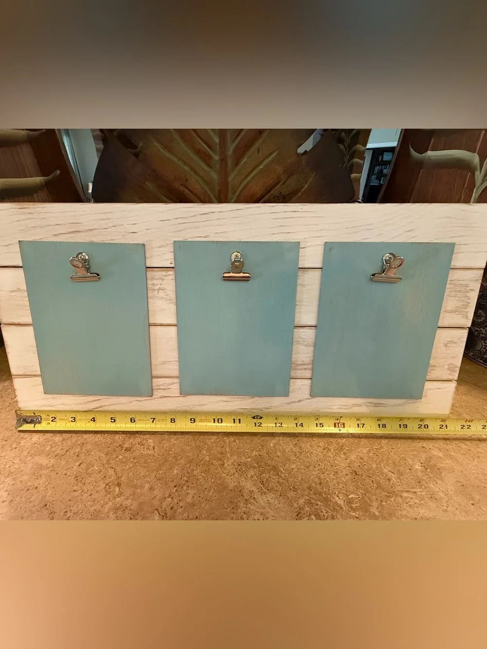 Rustic Farmhouse Wood Picture Frame Display with 3 Metal Clips